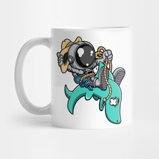 Astronaut Riding Shark Mug